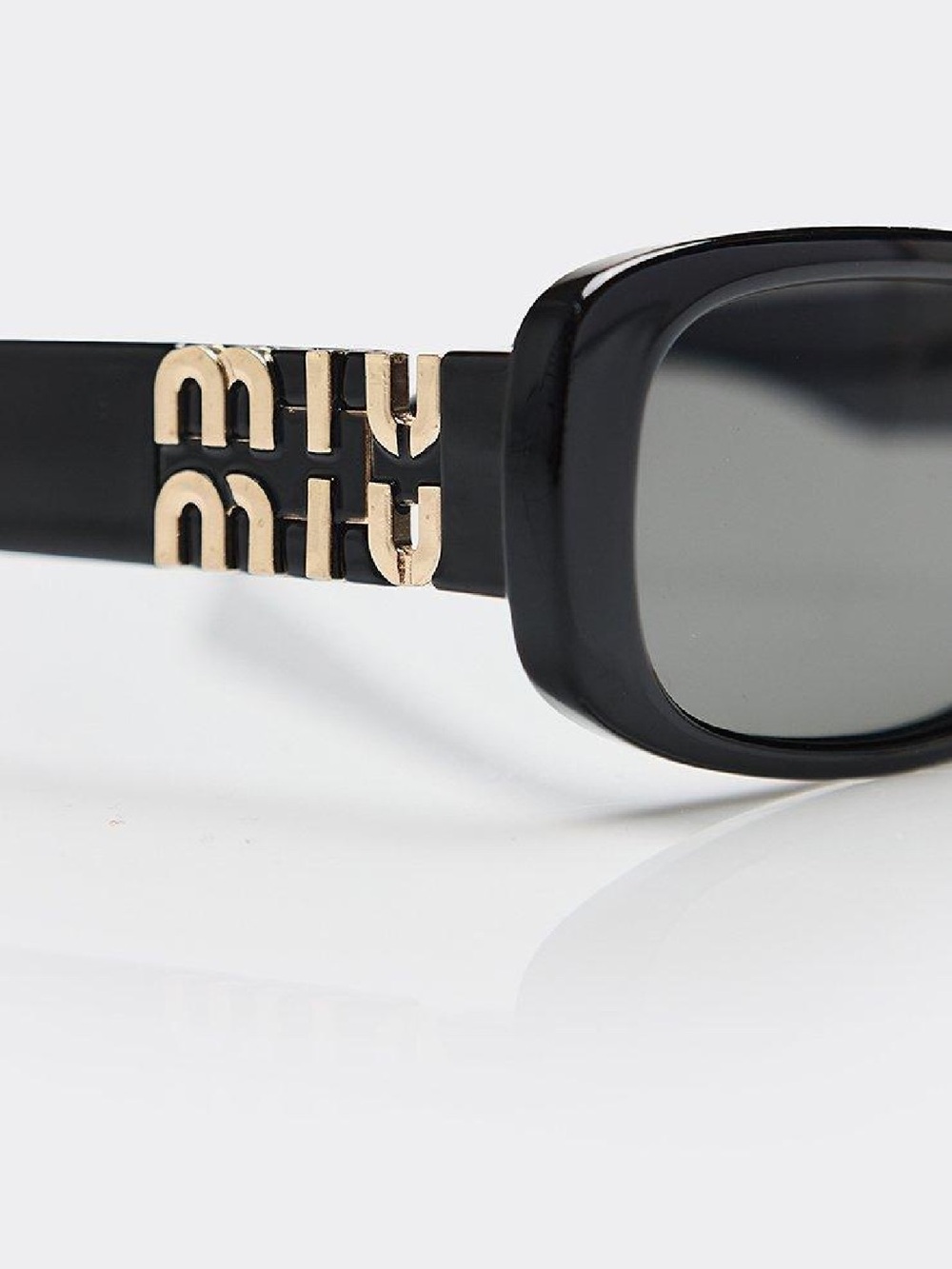 Miu Miu Black Sunglasses with Gold Logo Temples - Picture 2 of 7